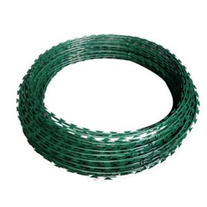 Green electric fence razor wire
